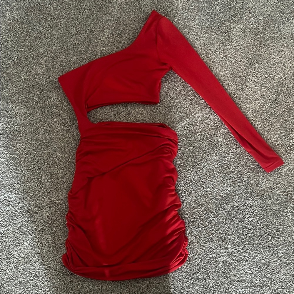Red One-Shoulder Bodycon Dress